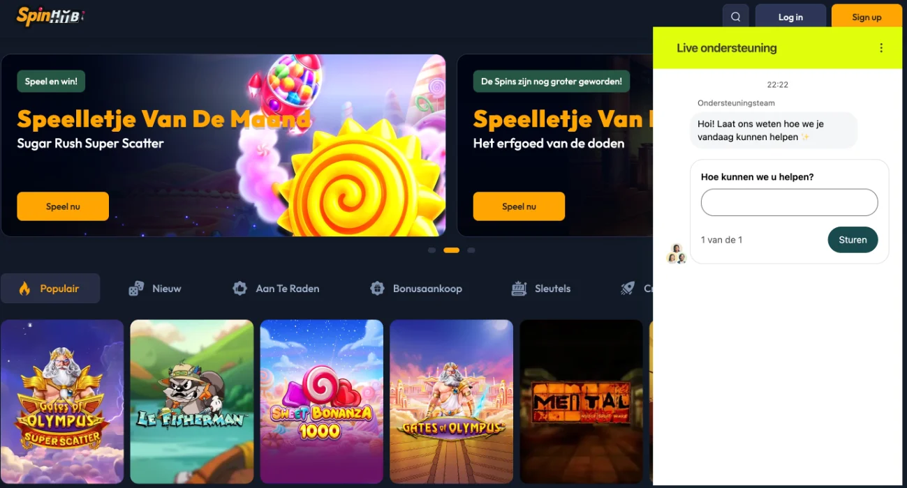 Spinhub Casino klantenservice en live chat ondersteuning voor spelers